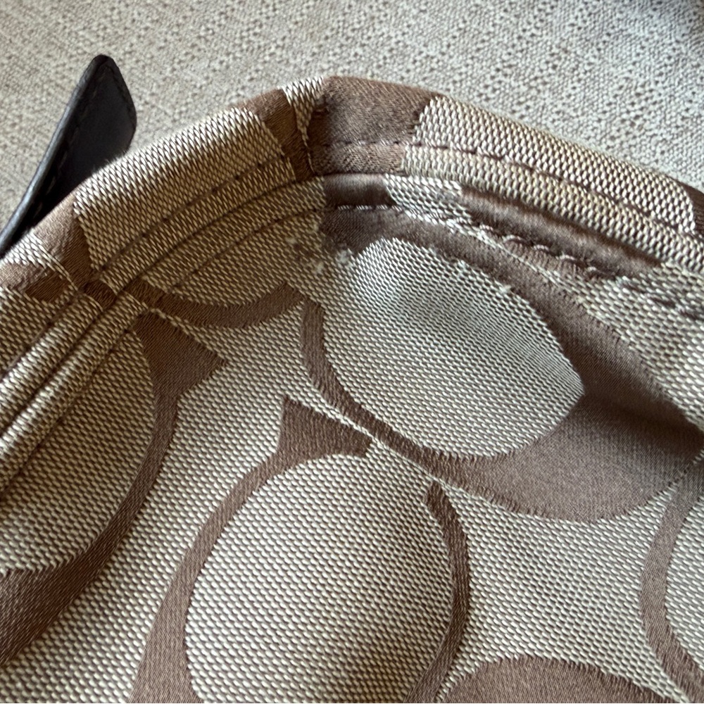 Coach Zoe Lg Signature Shoulder & Tote Bag in Beige Canvas with Brown Leather - Picture 13 of 16